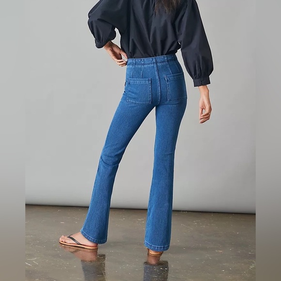 Pilcro Anthropologie High Rise trouser Boot Cut Jeans Blue Denim - size 0 - Picture 2 of 15